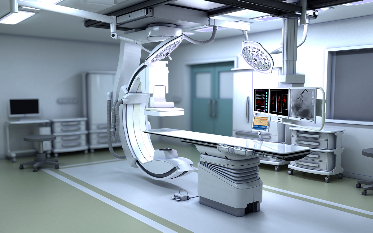 C-Arm machine in a well-lit clean hospital room